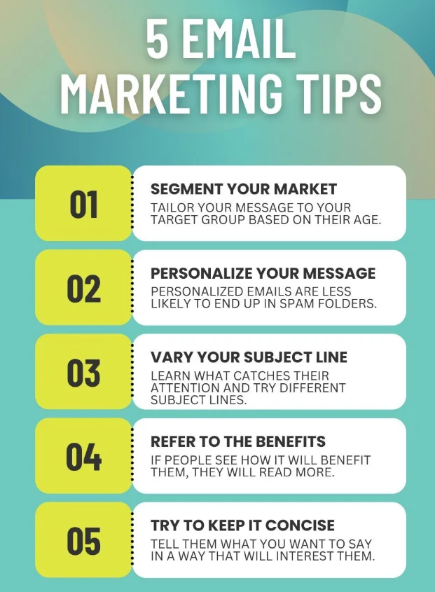 Steps to effective email marketing infographic.