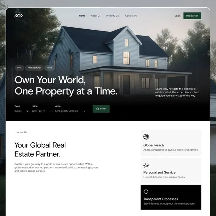 Mobile-optimized real estate website interface.